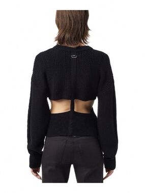 Diesel Black Ribbed cross front chunky Sweater XS